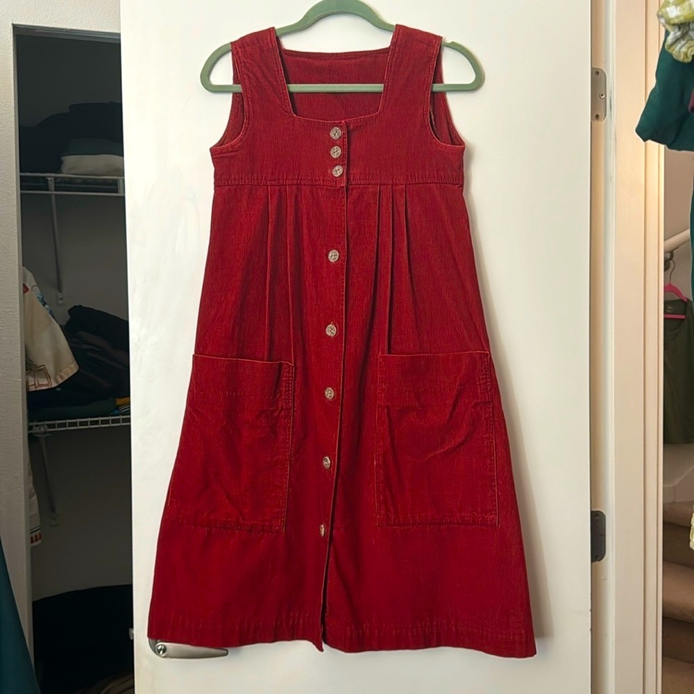 Empire cut boho trapeze fine wale midi-corduroy dress size 2-4 XS to Small EUC